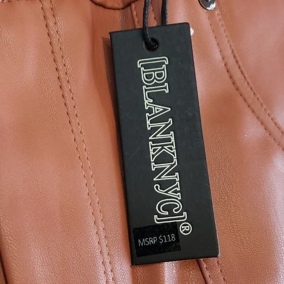 Blank NYC Baxter Ribcage Straight Leg Faux Leather Brown Ankle Pants size 30 - Picture 5 of 9